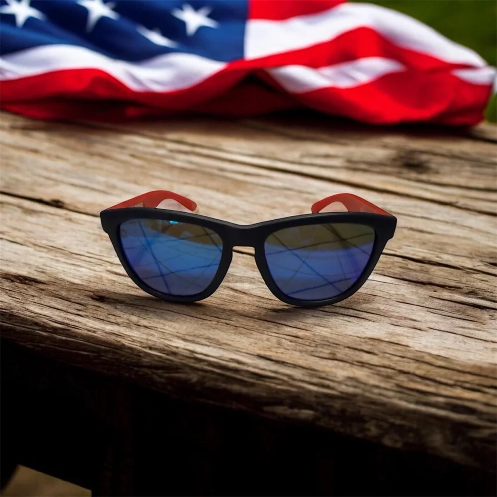 Unisex Knockaround Sunglasses Blue Polarized Lenses with American Flag Design - Picture 2 of 6